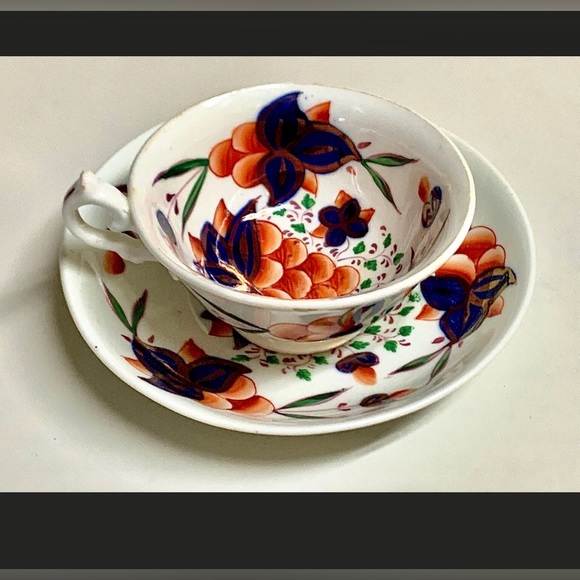 19th Century Grape Pattern Gaudy Welsh Teacup & Saucer - Picture 4 of 11